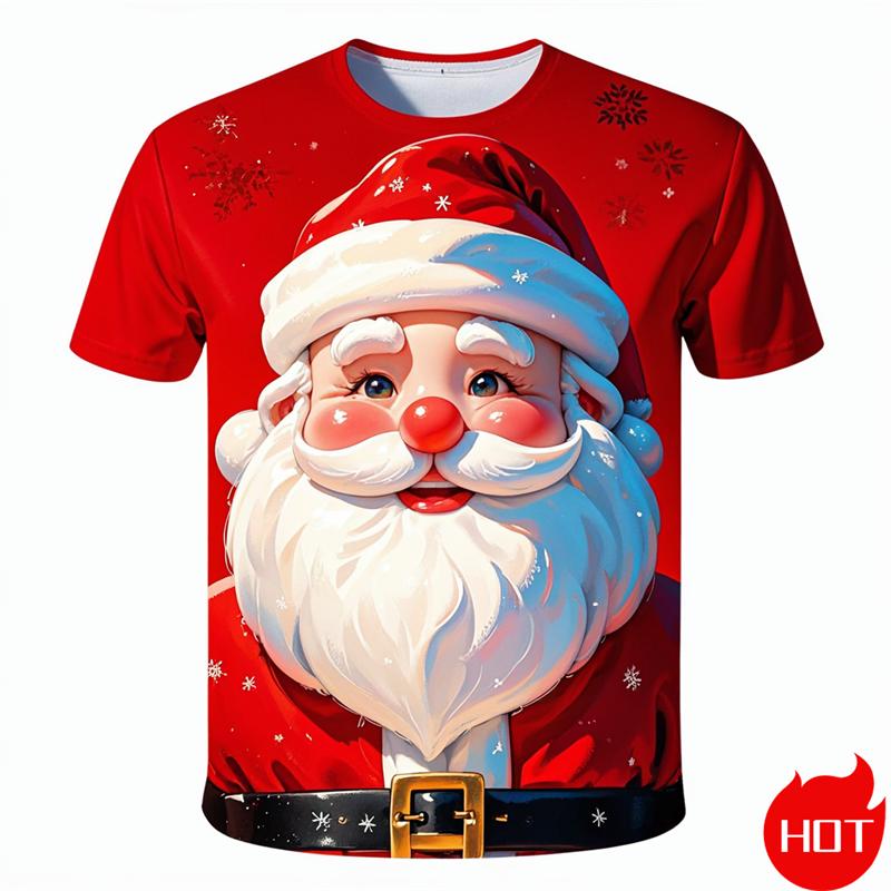 New Fashion 3D Printing Happy Christmas Boy Girls Tshirt Short Sleeve T Shirts Funny Xmas Graphic T-Shirts Y2k Mens Clothing Tees
