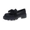 Fashion Bow Loafer Shoes Women 2024 Spring and Autumn New Thick Sole Mid-heel Lazy British Style Retro Small Leather Shoes