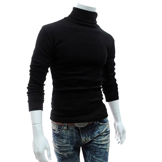Warm Knitted Shirt Chic Top Turtleneck Solid Color Stretchy Knitted Shirt