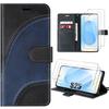 Case for Samsung Galaxy S25 - BOOLING - Two-Tone Black/Navy Blue PU Leather Protection - 2 Tempered Glass