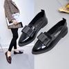 Spring Bow Pointed Casual Low-top Single Shoes Women's Flat Bottom Shallow Mouth Simple Foot Cover Commuter Women's Leather Shoes