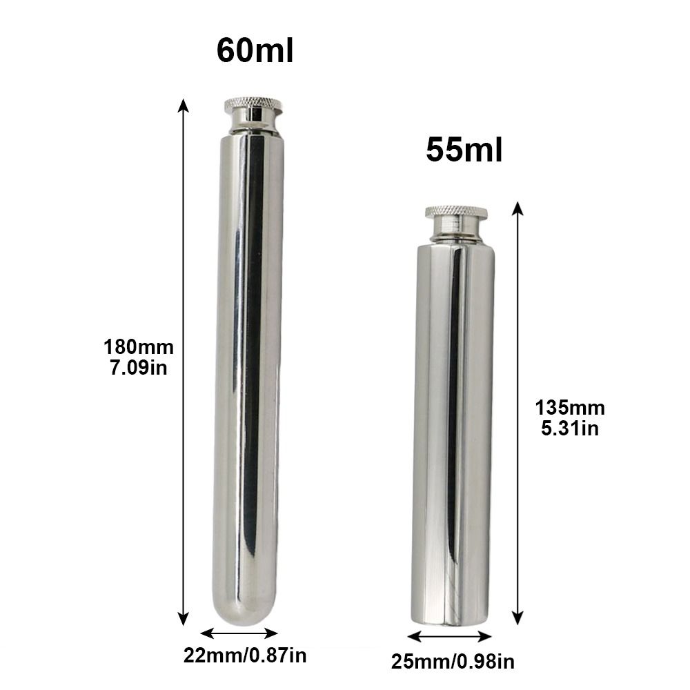 Stainless Steel Tubular Wine Pot 55ml 60ml Hip Flasks Durable Wine Whisky Bottle Outdoor