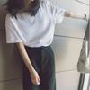 New Summer White Short-Sleeve Women's Loose-Fit Simple T-Shirt