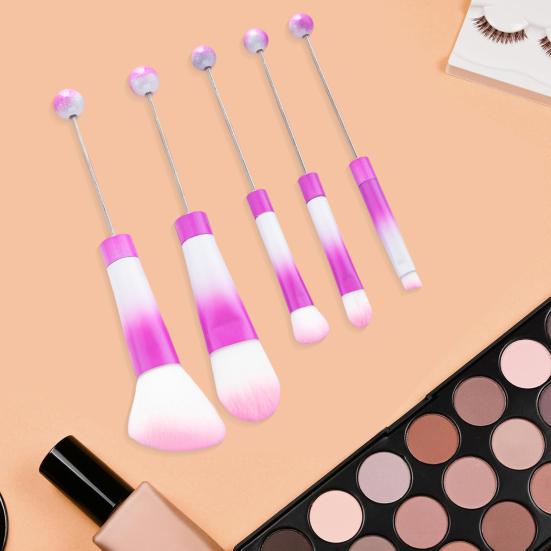 5Pcs/Set DIY Beadable Makeup Brush 5 Sizes Synthetic Kabuki Foundation Loose Powder Eyeshadow Concealer Brow Blush Blending Cosmetic Brush