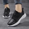 Autumn Winter Sports Shoes for Women Leather Running Shoes Woman Slip On Lightweight Walking Shoes Black Casual Tennis Shoes