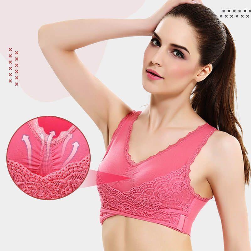 Big Size Bras Push Up Gather Lingerie Sexy Women Bra Front Clouse Lace Trim Sleep Wire Free Sports Bralette Brassiere