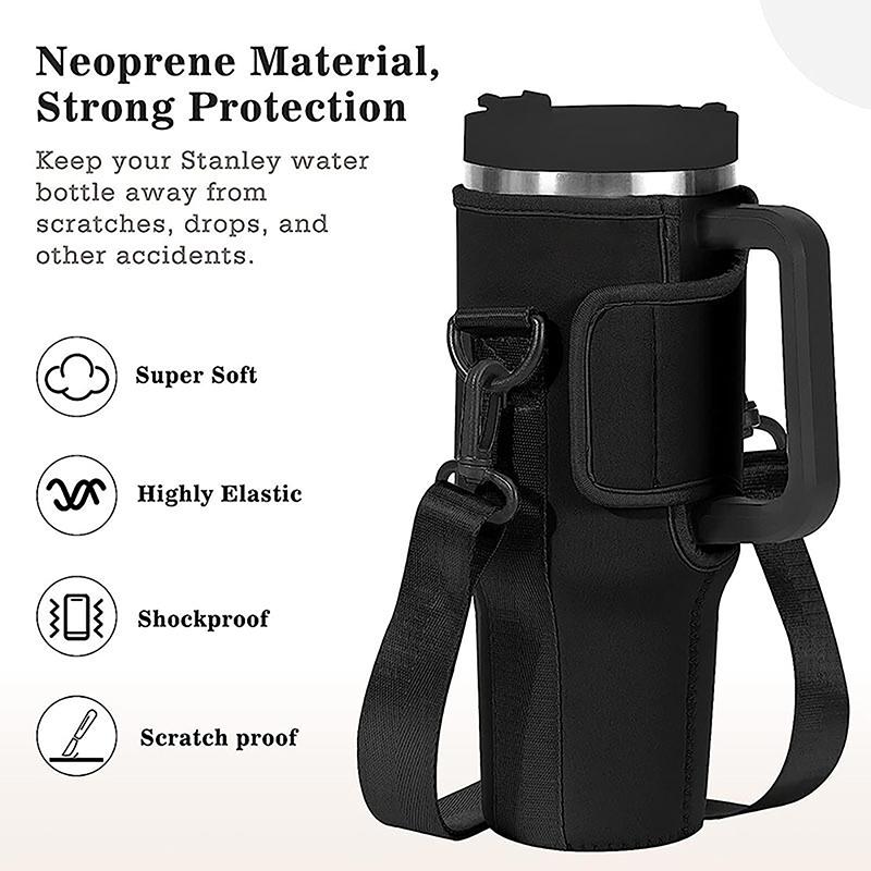 40Oz Water Bottle Carrier Bag Adjustable Shoulder Strap Mug Cups Sleeve Solid Color Bottle Holder For Outdoor Hiking