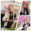 Anime Kanroji Mitsuri Cosplay Costume Kimono Haori Dress Wig Clothes Halloween Costume for Adult Children