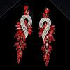 Water Droplet Shaped Retro Long Leaf Tassel Alloy Diamond Inlaid Elegant Temperament Earrings