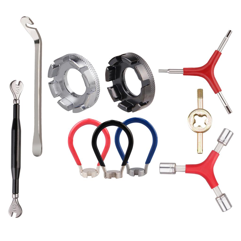 10 Pack Bike Spoke Wrench Tool Kits Including Bicycles Spoke Wrench Double-Headed Spoke Wrench Socket Wrench with Handle