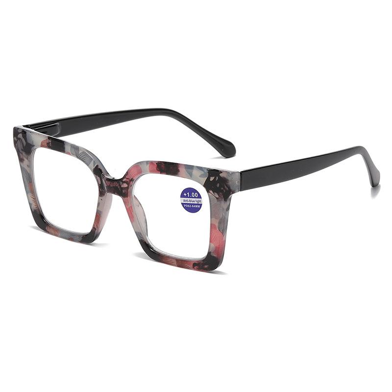 1.0 1.5 2.0 2.5 3.0 Fashionable Floral Reading Glasses Women's Anti Blue Light Spring Hinge Eyes and Legs HD Flat Light Glasses
