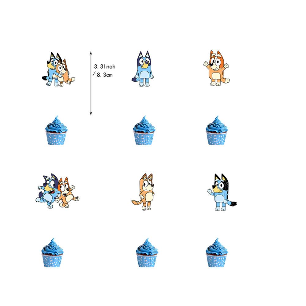 30pcs Bluey Blue Dog Party Supplies Include a Banner, Cake Toppers, Balloons