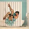 Customized Anime Sexy 3D Printed Shower Curtains Vintage American Girl Beauty Waterproof Polyester Decor Bathroom Curtain