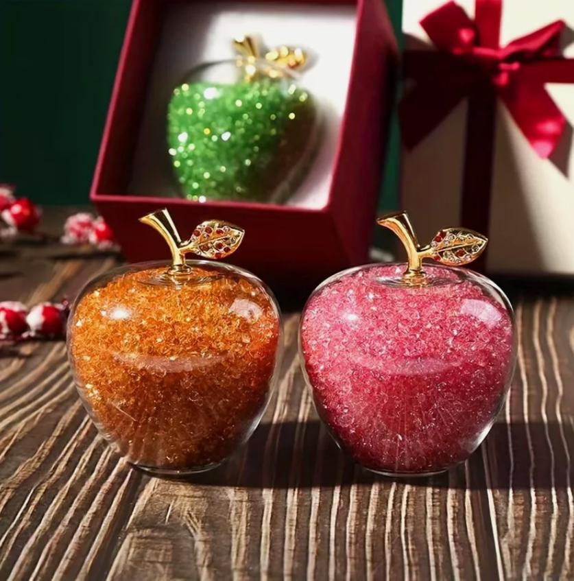 Статуэтка Яблока Блестящий Хрусталь Домашний Декор Украшения на Сочельник Подарок Украшения на Сочельник Домашнее Настольное Украшение 2025