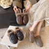 Baotou Half Slippers Women Wear New Models In Autumn and Winter, Piled One-pedal Fluffy Cotton Shoes Slippers Women's Shoes Leather Bag Head Drag