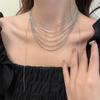 Multi Layered Tassel Necklace Light Luxury Silver Color Alloy Clavicle Chain For Women Trendy Jewelry Gift