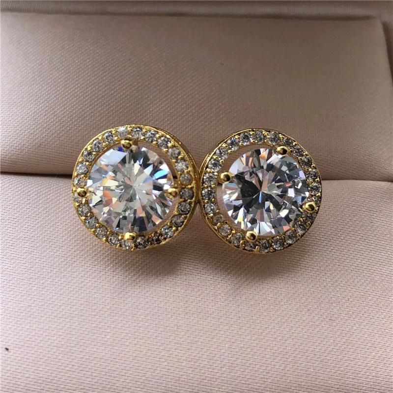 1 Pair of Fashionable Round Inlaid Rhinestone Women's Earrings Gold-plated Silver Rose Gold Wedding Earrings Holiday Banquet Jewelry Accessories