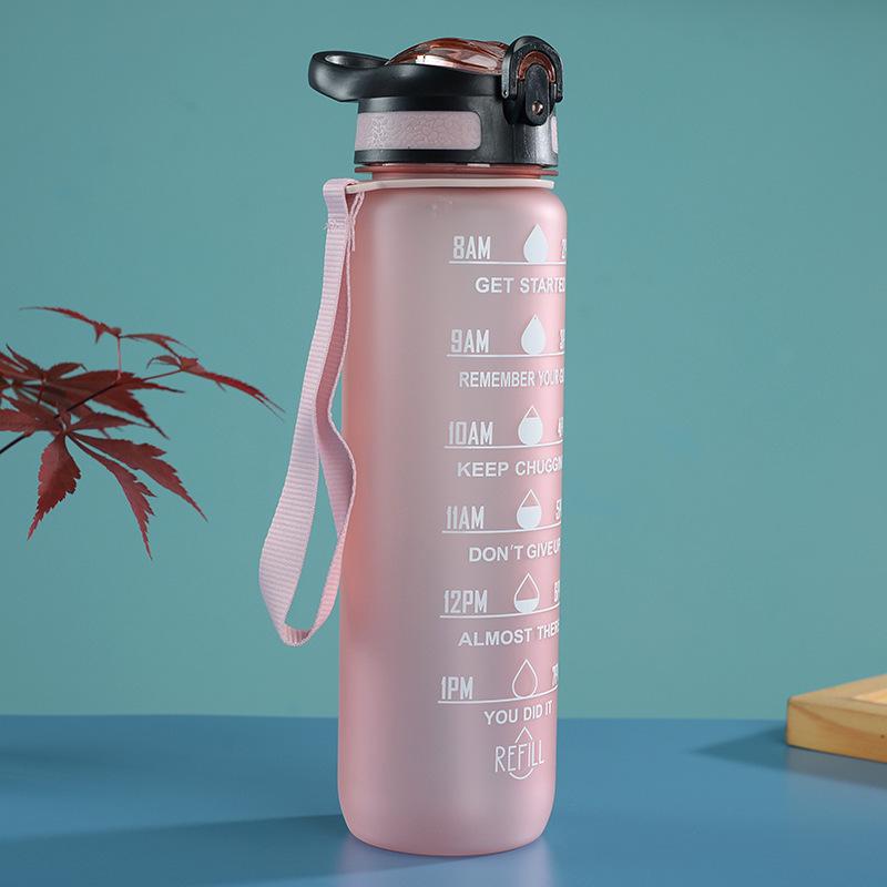 Gradient Color Space Cup, Large Capacity with Handle, Flip Lid, Straw; Portable Outdoor Fitness Sports Water Bottle.