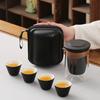 Outdoor Camping Ceramic Express Cup One Pot Four Cups Portable Travel Tea Set Coarse Pottery Teacup Tea Separation