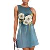 Women's Summer Dress Casual Sleeveless Round Neck Classic Print Vest Sundress