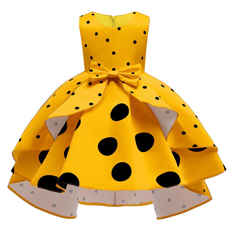 Kids Girls Polka Dot Print Princess Dress Girls Brithday Party Dresses Costume
