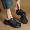 6Cm Design Feeling Thick Bottom Woven Bag Head Half Slippers Round Head Hollowed Out Outside Wearing High Heels Sandals Women