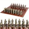 Metal Solid Color Chess Theme Character Chess Red Chessboard With Artificial Leather Chessboard Table Game Toys 32 Pieces