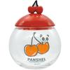 WORLD Panshell Candy Pot Glass Storage with Lid and Cherry Made In SAN4806 "PANSHELS Official" Container/Canister Handle, Red, 320ml, Japan,