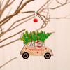 Christmas Painted Wooden Pendant Christmas Decorations Christmas Tree Colorful Old Man Car Pattern Pendant