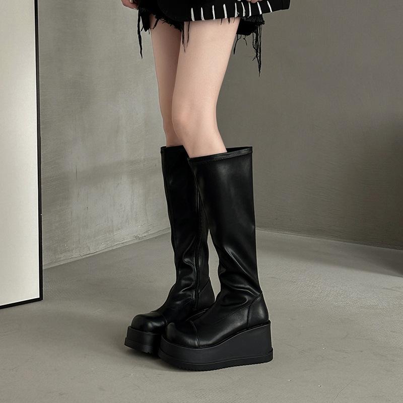 Fashion Temperament Niche Design Thick-soled Heightening Boots Women's 2025 Autumn and Winter New Simple and Versatile High Boots