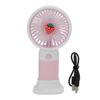 Handheld Fan Cartoon Strawberry Look USB Charging Portable Rechargeable Fan Portable with Lanyard