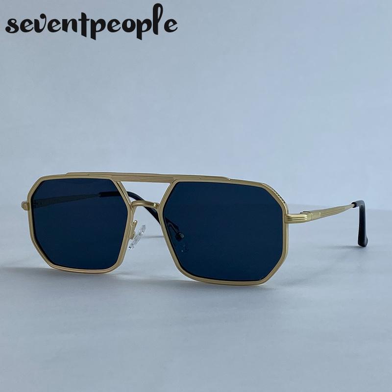 Стимпанк Металлические Квадратные Солнцезащитные Очки Мужские Роскошный Бренд Винтажные Двойная Перекладина Водительские Солнцезащитные Очки Модные Панк Очки Для Мужчин UV400