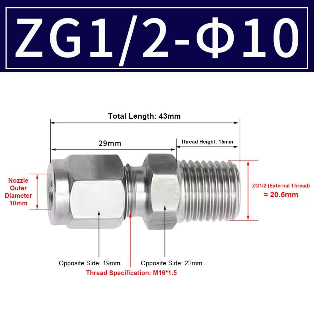 1Pcs Stainless Steel Quick Fitting 304 SS Metric ZG Pipe Fitting Tube Connector for Oil Water Gas