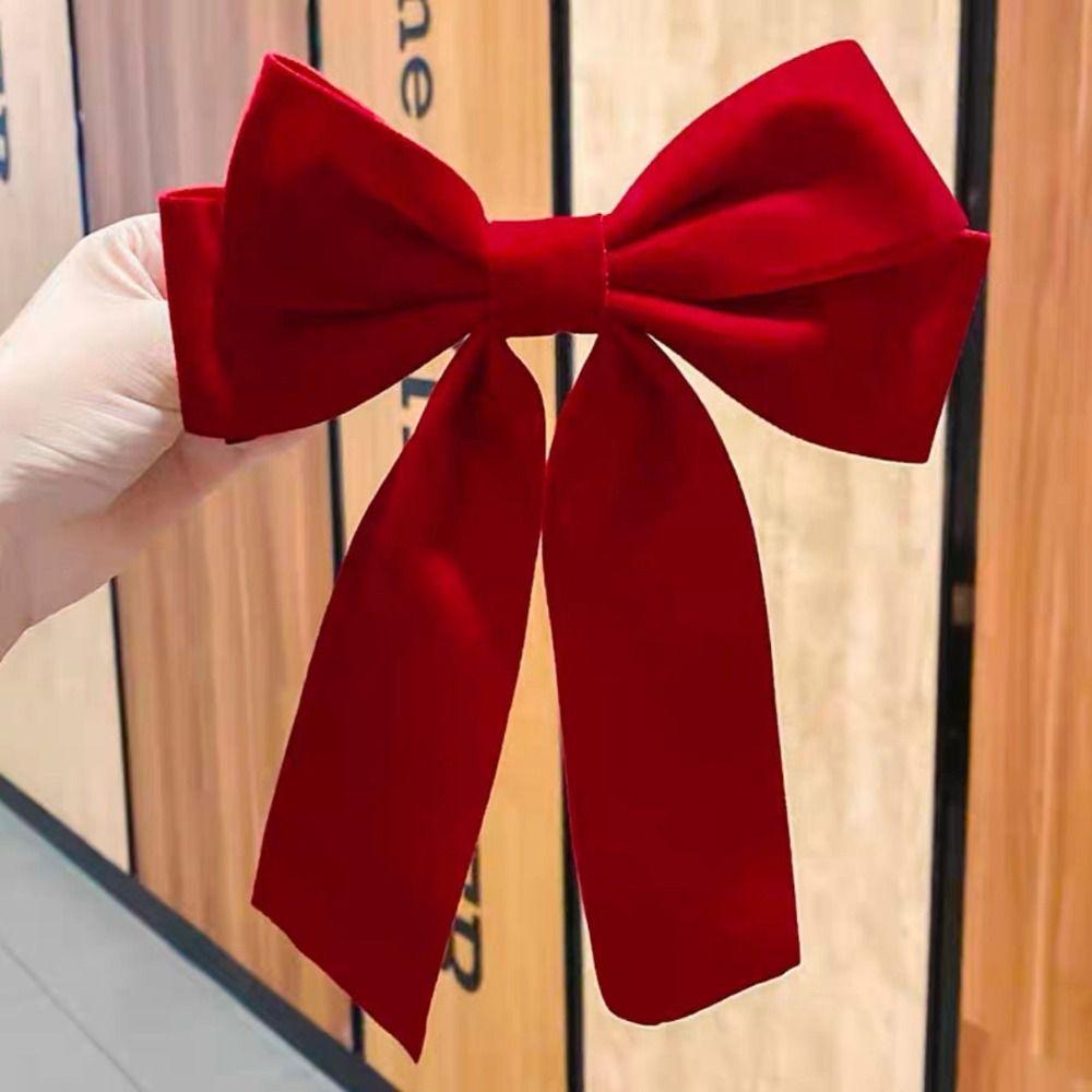 Velvet Bowknot Hair Clips Wine Red Bang Clip Sweet Large Bow Hairpin Girls