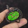 Copper Green Turquoise Pendant Copper Wire Wrapped Pendant Handmade Gemstone Pendant Wire Wrap Jewelry Boho Pendant Copper Jewelry For Gift