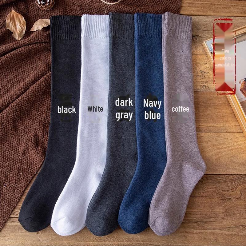 Men's Thick Velvet Winter Calf Socks - Cotton, Towel, Long Tube