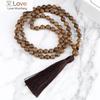 8mm Natural Sandalwood Tassel Necklaces Mala Wooden Beads Buddhist Necklace For Men Women Wood Prayer Beaded Charm Jewelry Gifts
