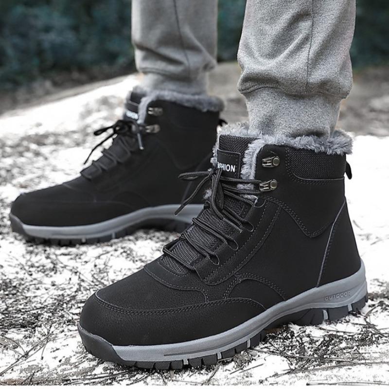 Couple Snow Boots 2025Winter New High Top Cotton Shoes Non-slip Platform Boot Super Warm Plush Couple Boots Outdoor Hiking Botas