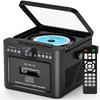 Boombox CD Player Portable with Cassette Player, Portable Radio with Bluetooth, Boom Box with Stereo Sound, Powered by 5000mAh Rechargeable Battery