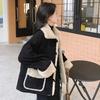 Women Winter Jacket Retro Fleece Contrast Color Thickened Plush Outerwear High Collar