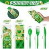 400 Pcs Happy St Patrick's Day Silverware Sleeves with Disposable Forks Knives Spoons Plastic Cutlery Utensil Pocket Bag for St