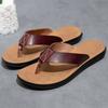 Fashion2024 New Italian Leather Flip-flops For Men Cool Beach Summer New Slippers Man Big Size 38-47 Light Flats Luxury Men's Shoes