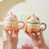 Household Drinking Cup Ceramic Coffee with Lid Mug Girl High Looking Birthday Gift Souvenir Cute