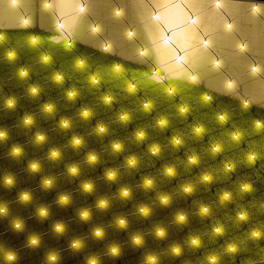 Solar Net Mesh String Lights Outdoor 3X2M 200 LEDs Tree-wrap Light Dark Green Cable Outdoor Mesh Lights for Garden Decor