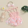 Baby Girls Rompers Dress Easter Clothes Rabbit Print Mesh Tulle Layered Skirt Hem Toddler Bodysuits Jumpsuits with Headband