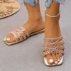 Shoes Female Open Toe Women's Slippers Plus Size Outdoor Casual Sandals Women Crystal Square Toe Flat with Women's Sandals