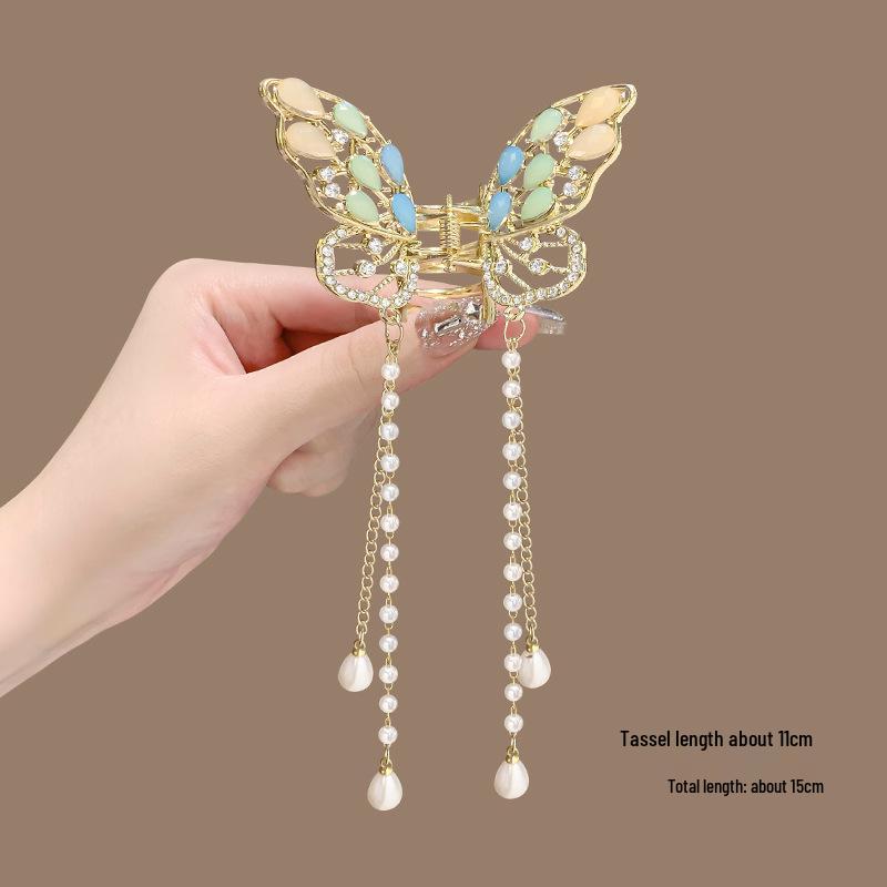 Elegant Metal Butterfly Hairpin with Tassel Pendant for Women, 2025 New Style