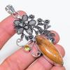 Natural Ghost Eye Jasper, Citrine 925 Sterling Silver Jewelry Pendant 3.35" U0D54