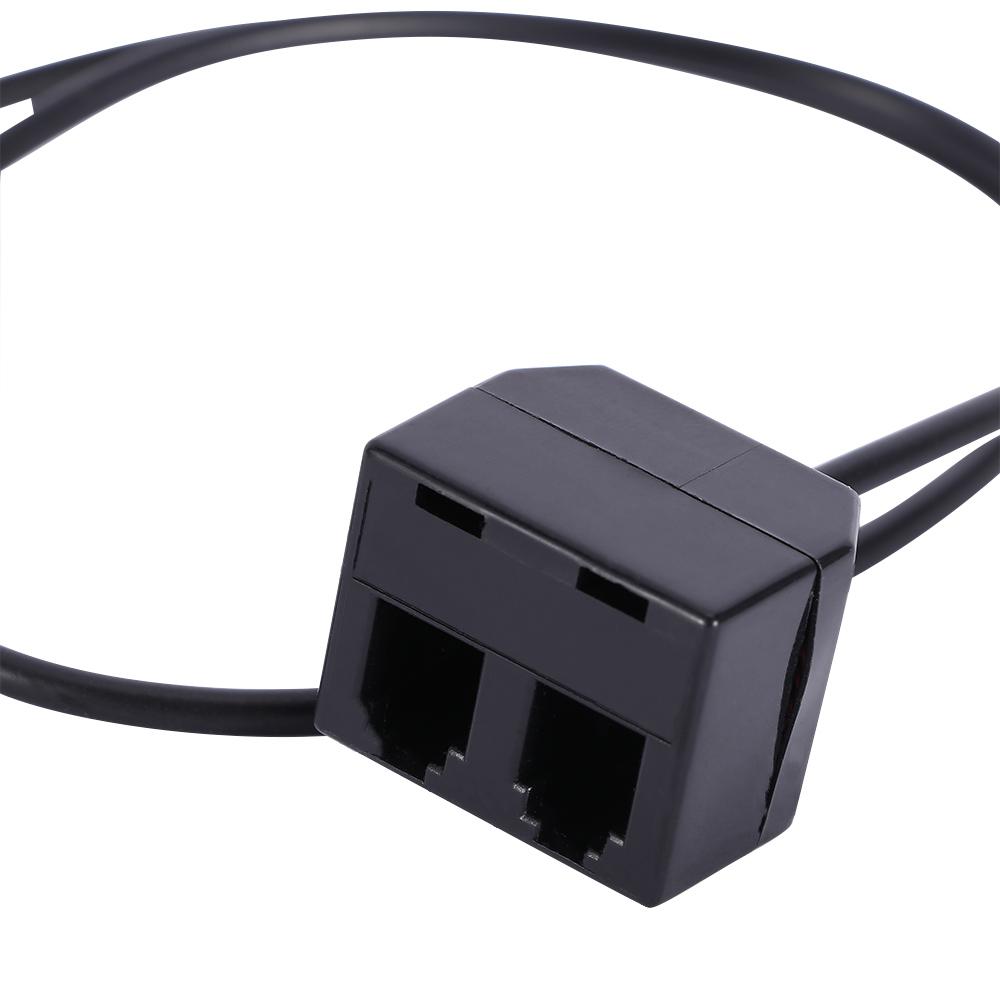 4P4C Standard 2 Female To 1 Male Telephone Line Cords Line Extension Cable Splitter Cord