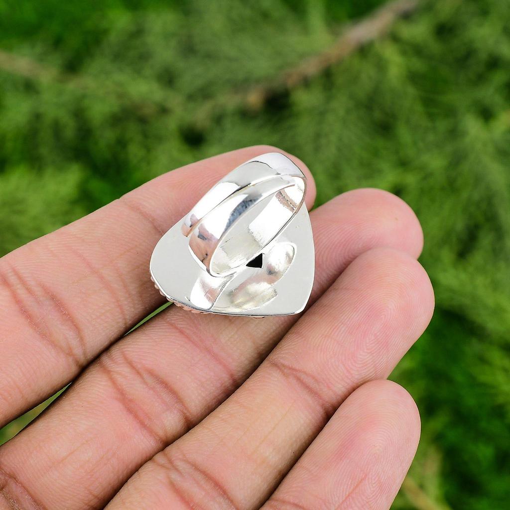 Thanks Giving Day Deal Bauxite Stone Sterling Silver Bezel Promise Ring Jewelry